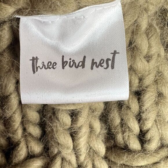 Three Bird Nest Chunky Olive Oversized Soft Cozy Knit Infinity Scarf - Picture 4 of 6